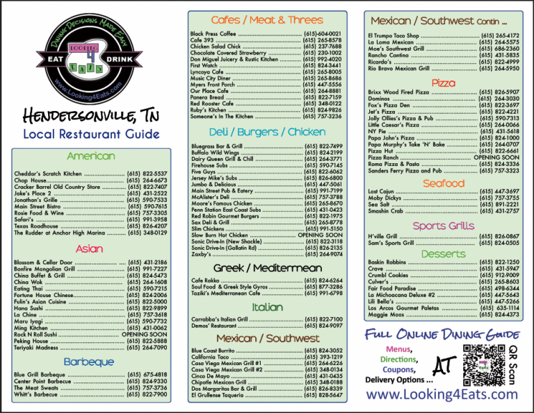 Hendersonville Quick Guide Looking 4 Eats Hendersonville, Tn